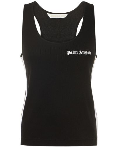Palm Angels Tanktop Aus Geripptem Baumwoll-jersey Mit Print - Schwarz