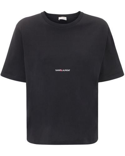 Saint Laurent T-shirt En Jersey De Coton Imprimé - Noir