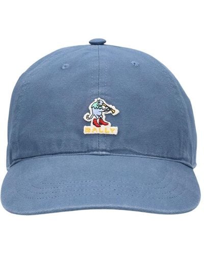 Bally Gorra de lona de algodón con logo - Azul