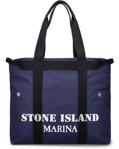 Stone Island Borsa shopping marina stampata - Blu