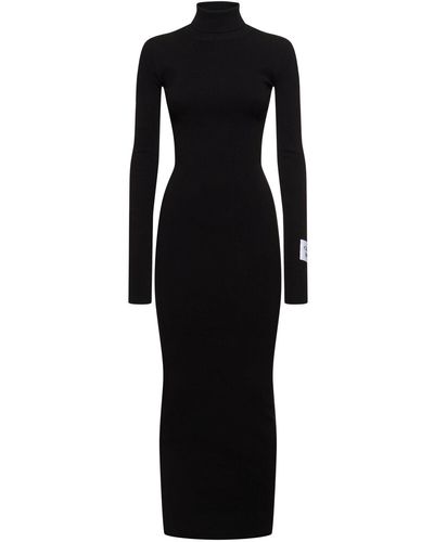 Moschino Cotton Long Sleeve Turtleneck Long Dress - Black