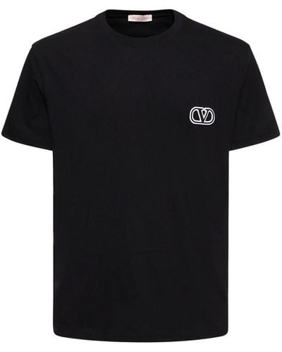 Valentino Camiseta de algodón con logo - Negro