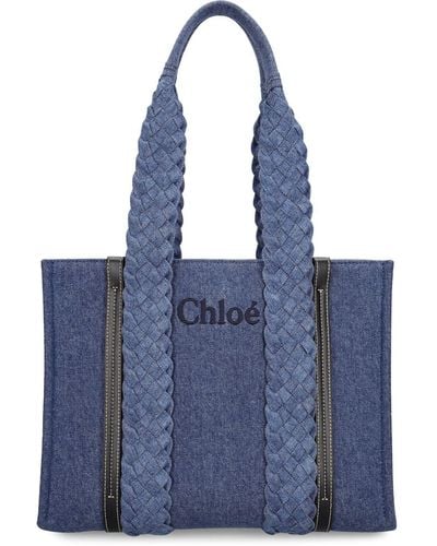 Chloé Borsa shopping media woody in - Blu