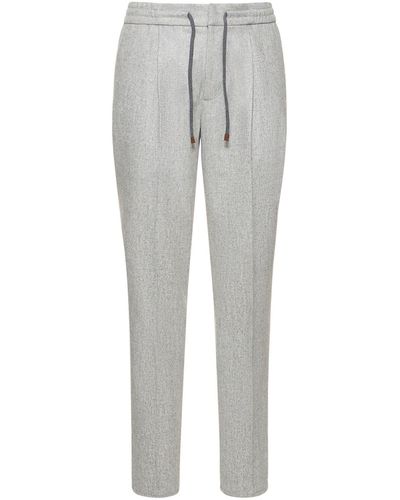 Brunello Cucinelli Wool Flannel Joggers - Grey