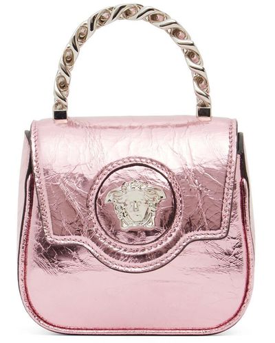 Versace Micro Medusa Leather Top Handle Bag - Pink
