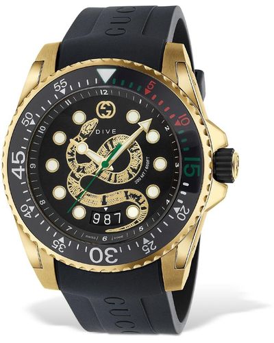 Gucci 45mm Dive Xl Snake Motif Watch - Multicolour