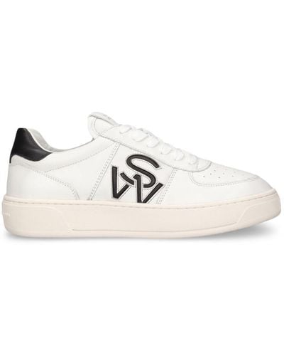 Stuart Weitzman Logo Leather Sneakers - White