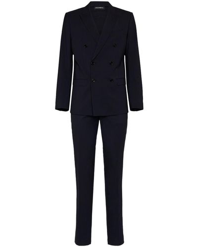 Dolce & Gabbana Double Breasted Stretch Wool Suit - Blue