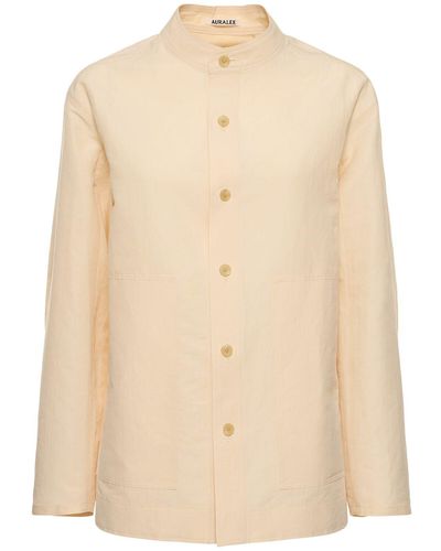 AURALEE Linen & Cotton Long Sleeve Shirt - Natural