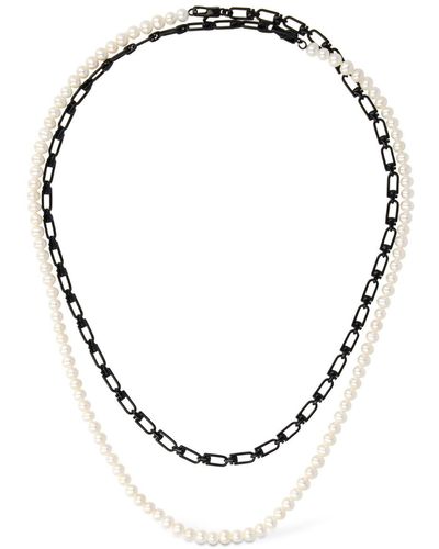 Eera Chain & Pearl Double Reine Necklace - Metallic
