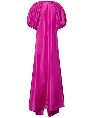 Oscar de la Renta Silk Taffeta Caftan Maxi Dress - Pink