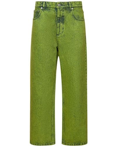 Marni Cotton Denim Mid Rise Cropped Jeans - Green