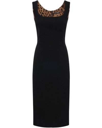 Dolce & Gabbana Stretch Wool Cady Tubino Midi Dress - Black