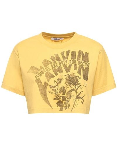 Lanvin Printed Short Sleeve Cropped T-shirt - Yellow