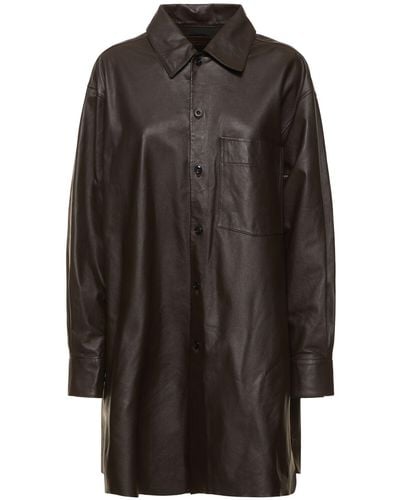 Lemaire Loose Fit Leather Overshirt - Black