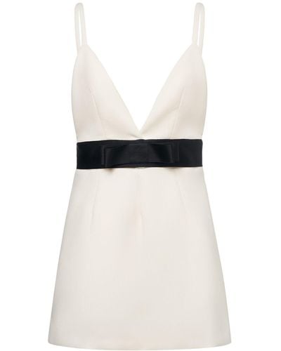 Dolce & Gabbana Wool Blend Mini Dress W/ Bow - White