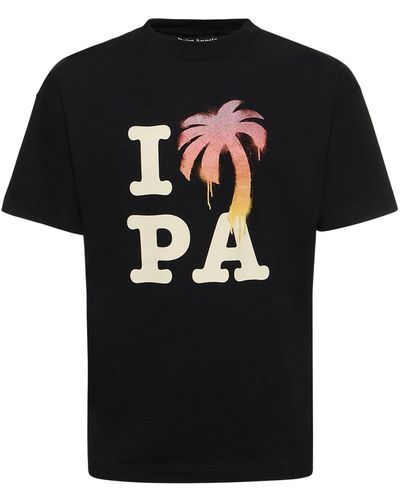 Palm Angels T-Shirt mit Rundhalsausschnitt und Aufdruck - Schwarz