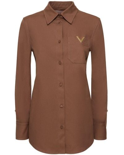 Valentino ストレッチコットンキャンバスシャツジャケット - ブラウン