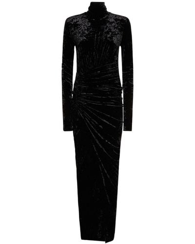 Alexandre Vauthier Crushed Velvet Long Dress - Black