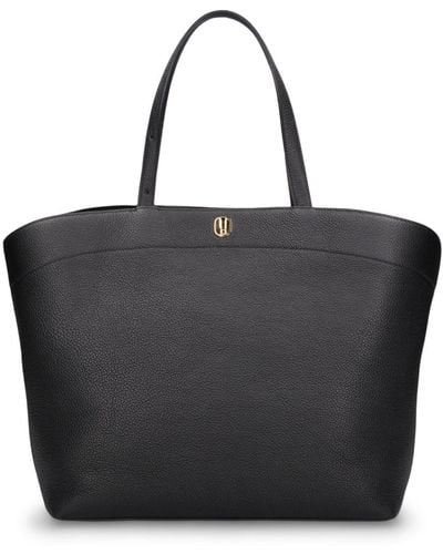 SAVETTE The Large Tondo Grained Leather Tote - Black
