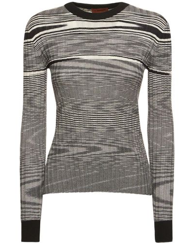 Missoni Silk & Cashmere Knit Crewneck Sweater - Gray