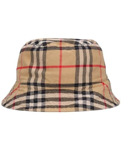 Burberry Archive check bucket hat - Marrone