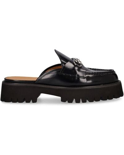 Gucci 35Mm Sylke Leather Mules - Black