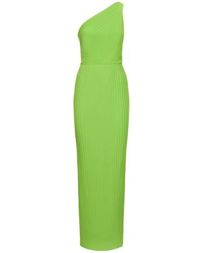 Solace London Adira Pleated Chiffon Long Dress - Green