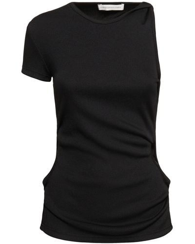 Christopher Esber Twisted Side Cutout One Short Sleeve Top - Black