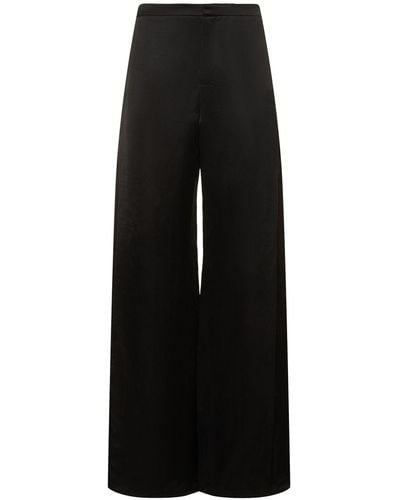 Ralph Lauren Collection Pantalones anchos de lino - Negro