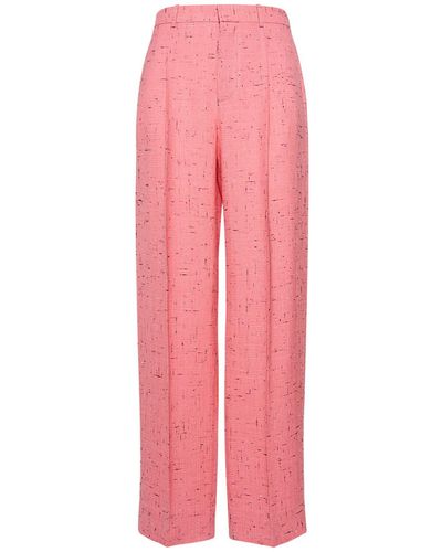 Bottega Veneta Textured Crisscross Viscose Blend Pants - Pink