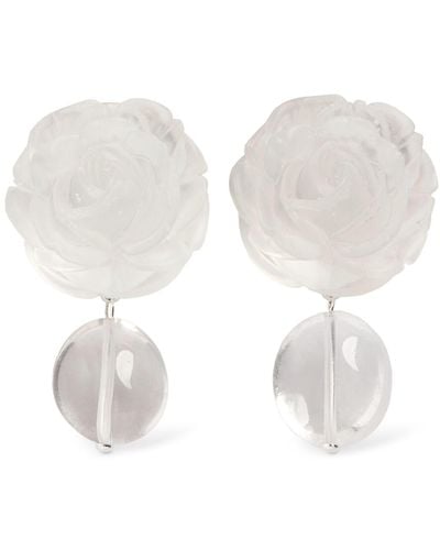Magda Butrym Rose Crystal & Faux Pearl Earrings - White
