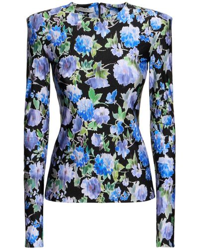 Philosophy Di Lorenzo Serafini Printed Floral Lycra Top - Blue