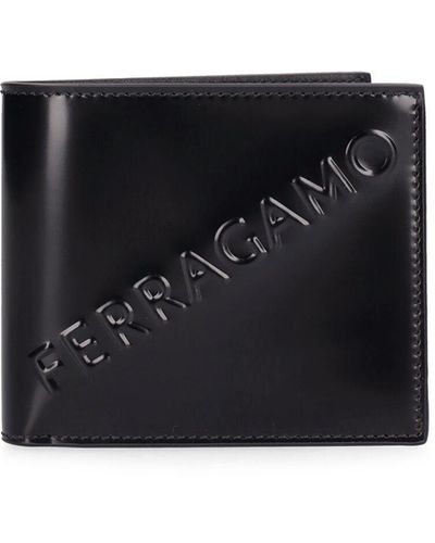 Ferragamo Geprägte Brieftasche Aus Leder Mit Logodruck - Schwarz