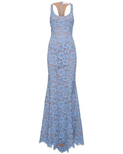 Michael Kors Floral Lace Cotton Fishtail Dress - Blue