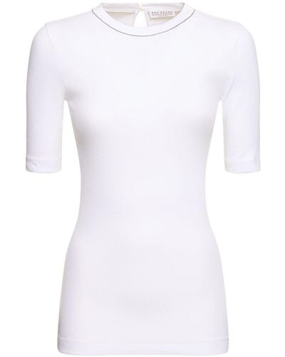 Brunello Cucinelli Jersey 3/4 Sleeve T-Shirt - White
