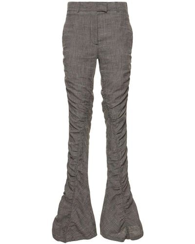 Acne Studios Linen Blend Pinstriped Flared Trousers - Grey