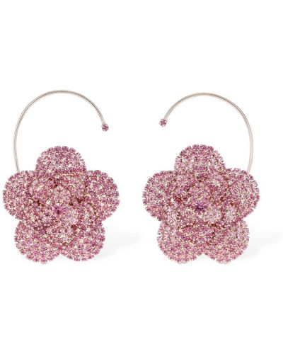 Magda Butrym Crystal Flower Earrings W/ Hook - Pink