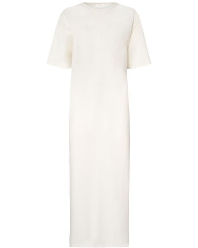 The Row Gitu Short Sleeved Jersey Long Dress - White