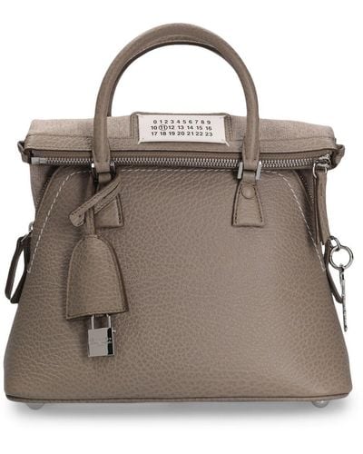 Maison Margiela Mini 5ac Grained Leather Top Handle Bag - Gray