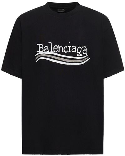 Balenciaga T-shirt en coton à logo political - Noir