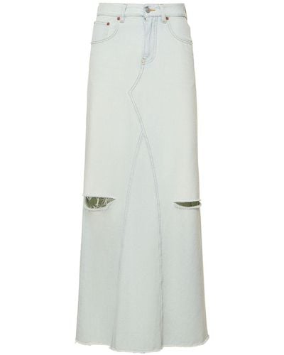 MM6 by Maison Martin Margiela Cotton Denim Midi Skirt - White