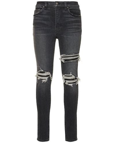 Amiri Faded Distressed High Waist Skinny Jeans - Grey