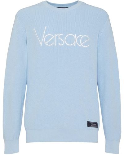 Versace Logo Crewneck Jumper - Blue