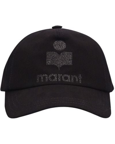 Isabel Marant Tyron Embellished Logo Cotton Cap - Black