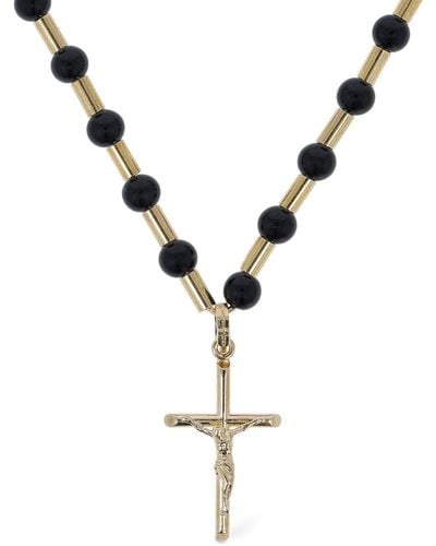 Dolce & Gabbana Collar de cadena con cuentas y crucifijo - Metálico