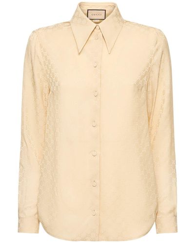 Gucci Exquisite gg Silk Crêpe Shirt - Natural