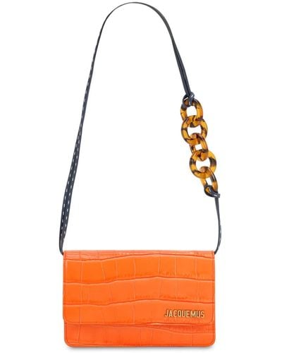 Jacquemus Le Sac Riviera Croc Embossed Leather Bag - Orange
