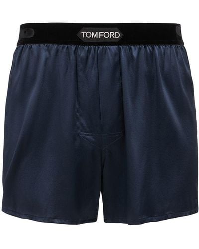 Tom Ford Boxer Aus Stretch-seide - Blau
