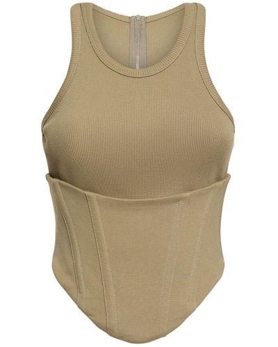 Dion Lee Cropped Cotton Jersey Corset Tank Top - Natural